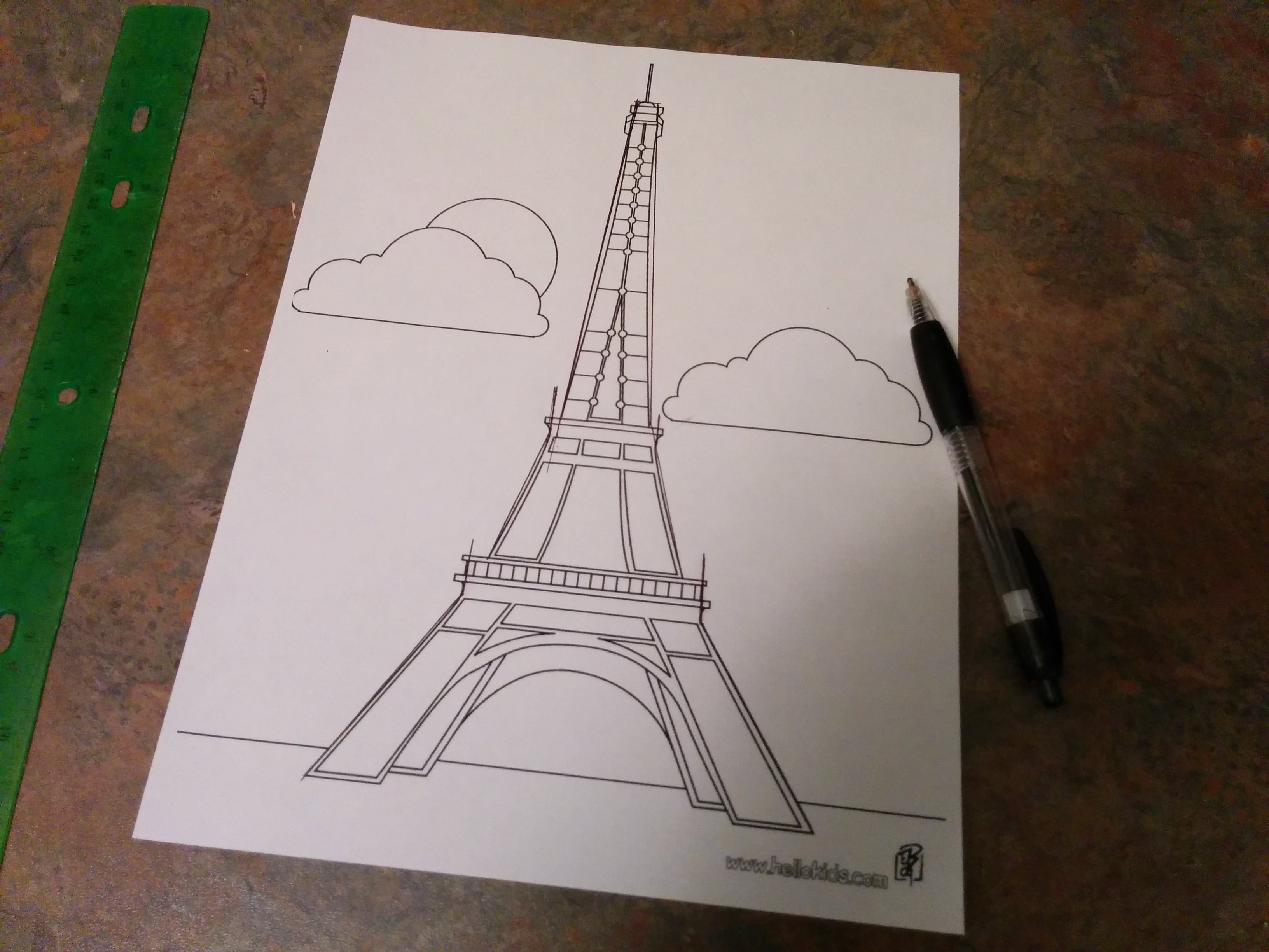 eiffel tower sketch 3d