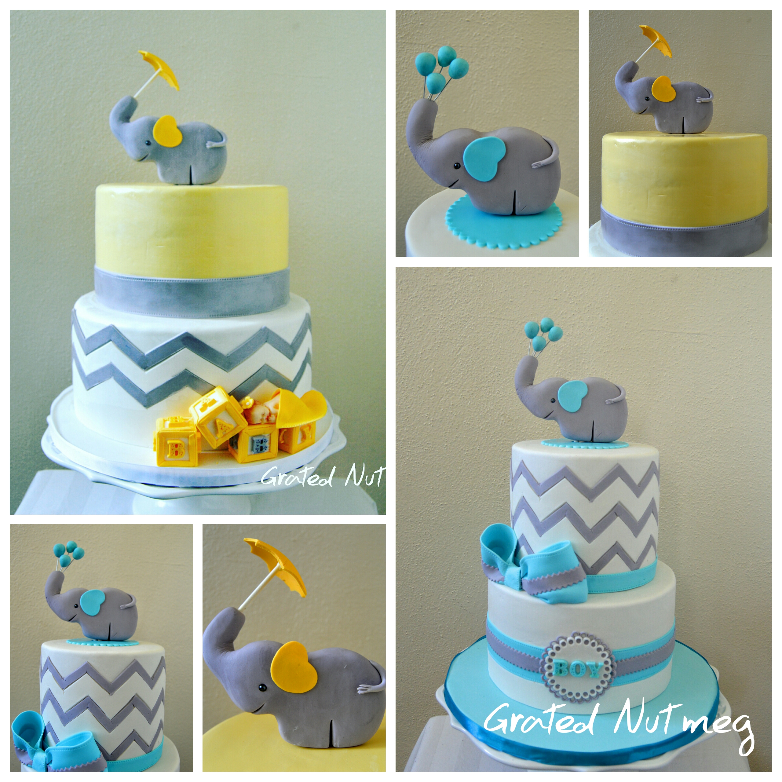 The Making of Chevron Baby Shower Cakes with Elephant – Grated